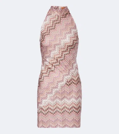 Missoni Zig Zag Lamé Minidress In Pink