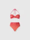 Missoni Zick-zack-bikini Aus Lamé-stretch-nylon Mit Hohem Unterteil In Red
