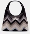 Missoni Zig Zag Leather-trimmed Tote Bag In Black