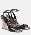 Missoni Zig Zag Leather Wedge Sandals In Black