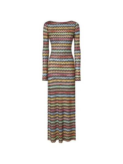 Missoni Zig Zag Long Dress In Multi