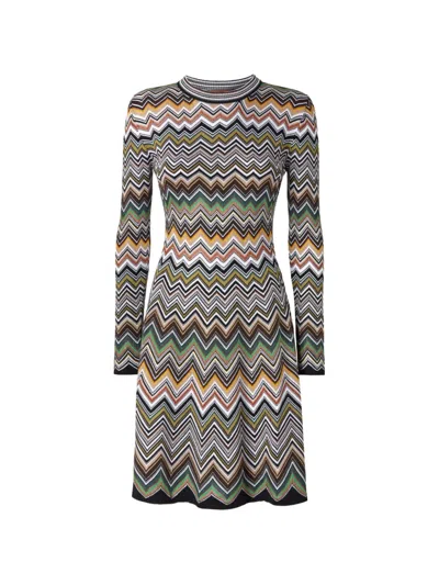 Missoni Zig-zag Long-sleeve Mini Dress In Multi