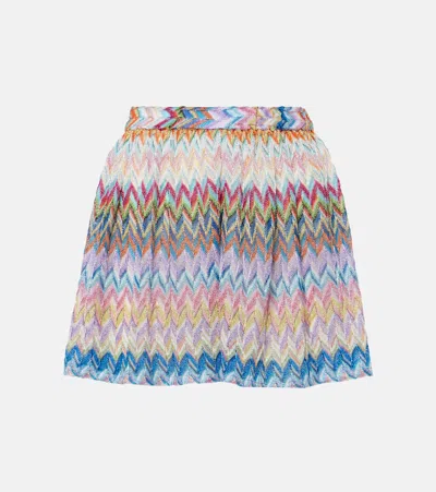 Missoni Zig Zag Metallic Knit Shorts In Multicolor W/space-dyed