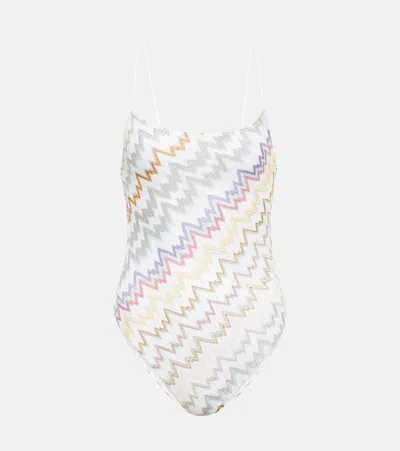 Missoni Zig-zag Metallic Knit Swimsuit In Resort Multicol