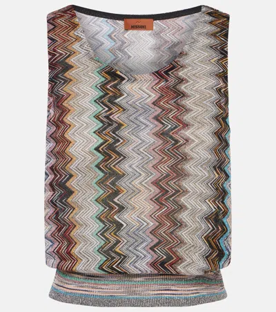 Missoni Zig Zag Metallic Knit Top In Multicolour