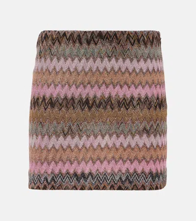 Missoni Zig Zag Metallic Miniskirt In Pink