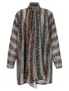 Missoni Zigzag Pattern Long Sleeve High Neck Dress