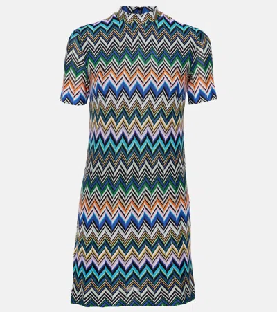 Missoni Zigzag-pattern Mini Dress In Gold