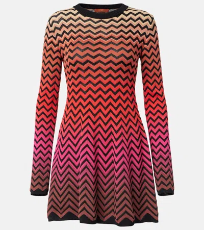 Missoni Zigzag-intarsia Cotton-blend Mini Dress In Multicoloured