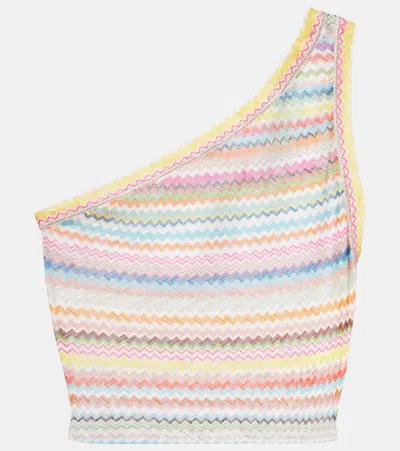 Missoni Zig Zag One-shoulder Crop Top In Multi