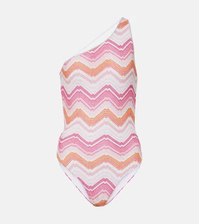 Missoni Microshaded Zig-zag One-piece Swimsuit In Microshaded Pink