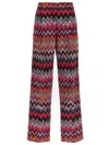 Missoni Zigzag Woven Straight-leg Trousers In Rosa/nero