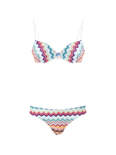 Missoni Zig-zag-pattern Bikini Set In White