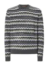 Missoni Crew Neck Sweater With Zigzag Pattern In Gray