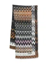 Missoni Zig-zag Pattern Fringed Scarf Accessories In Brown