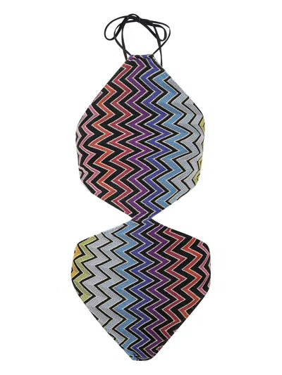 Missoni Zig-zag-pattern Halter-neck Swimsuit
