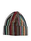 Missoni Zigzag Patterned Wool Beanie Hat In Multi