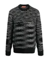 Missoni Handcrafted Wool Blend Crew Neck Sweater In Black