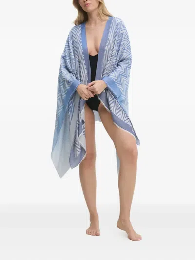 Missoni Zig-zag Pattern Poncho In Blue