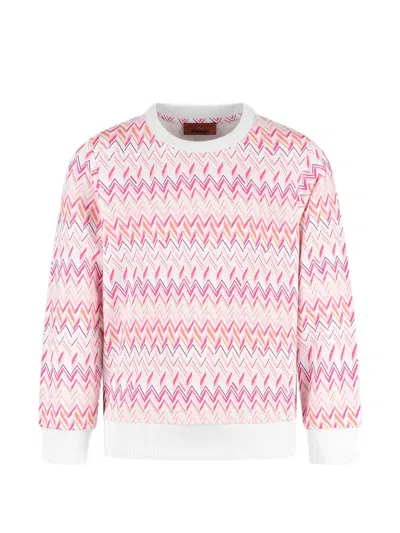 Missoni Kids' Zig-zag Pattern Sweater In Pink
