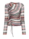 Missoni Gathered Cutout Crochet-knit Cotton-blend Top In Multicolour