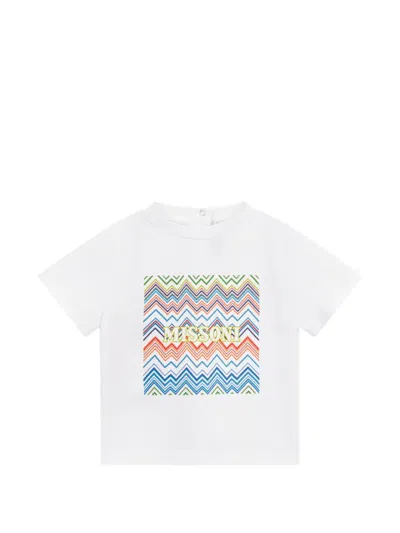 Missoni Babies' Zig-zag Pattern T-shirt In White
