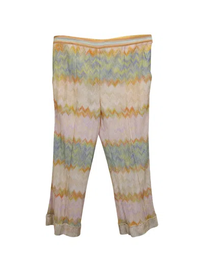 Pre-owned Missoni Zig-zag Pattern Trousers In Neutral