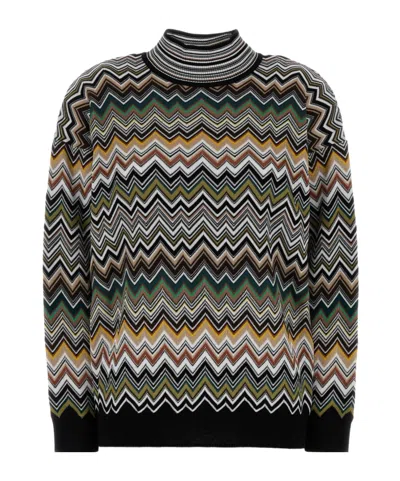 MISSONI MISSONI ZIG-ZAG PATTERN TURTLENECK JUMPER