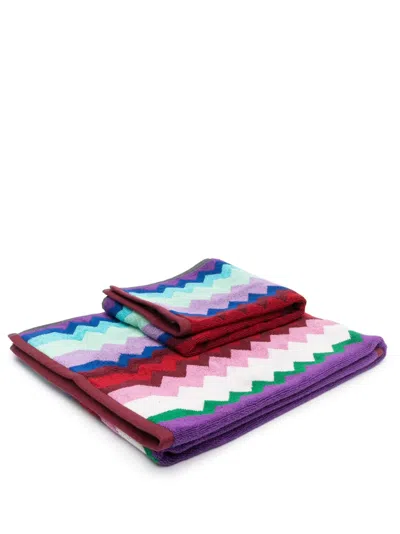 Missoni Zig Zag-patterned Bath Towel In Grün