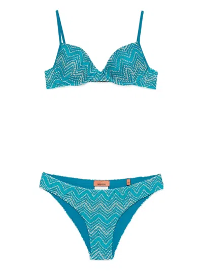 Missoni Zig-zag Patterned Bikini In Blue