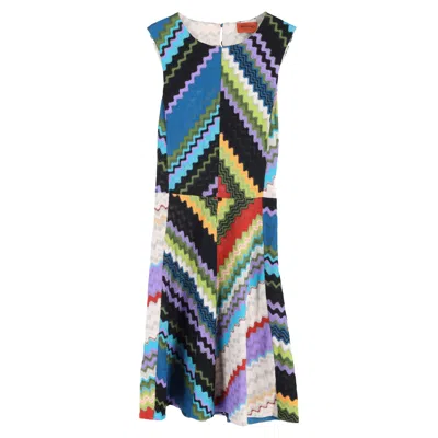 Missoni Zig-zag Patterned Knit Sleeveless Dress In Multicolor Viscose