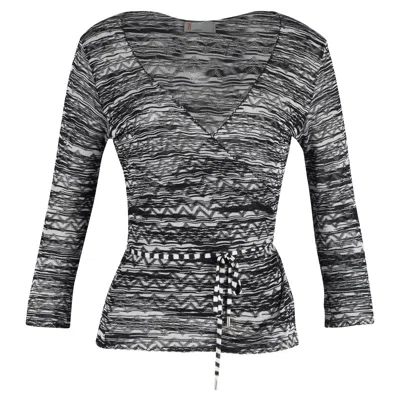 Missoni Zig Zag Patterned See-through Wrap Jumper In Black Viscose