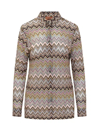 Missoni Zig Zag Patterned Straight Hem Shirt In Multicolor