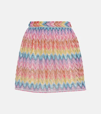 Missoni Zig Zag Pointelle Miniskirt In Multicolor
