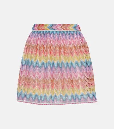 Missoni Metallic Crochet-knit Cotton-blend Mini Skirt In Multicoloured