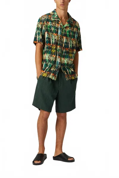 Missoni Zig Zag Print Brushed Effect Short Sleeve Shirt In Green