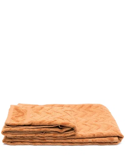 Missoni Zig-zag-print Cotton Bath Towel In Orange