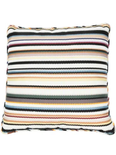 Missoni Zig-zag Print Cotton Cushion In Neutrals