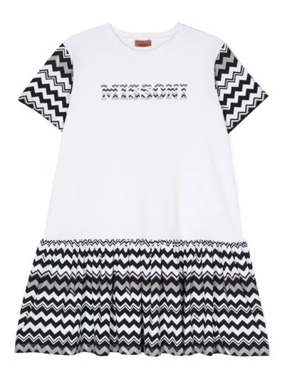 Missoni Kids' Zig Zag-print Cotton Dress In Black