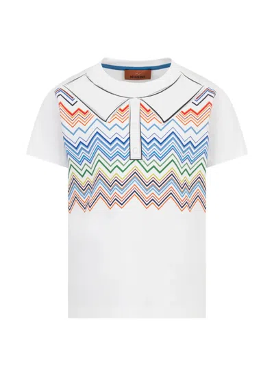 Missoni Zig-zag-print Crew-neck T-shirt In White