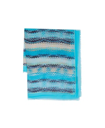 Missoni Zig-zag Print Scarf In Blue