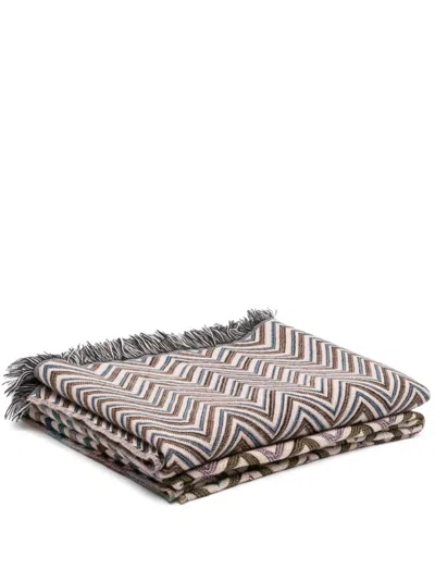 Missoni Zig-zag-print Soft Blanket In Nude
