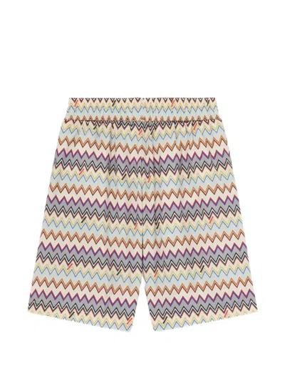 Missoni Kids' Zig-zag Print Swim Shorts In Multi