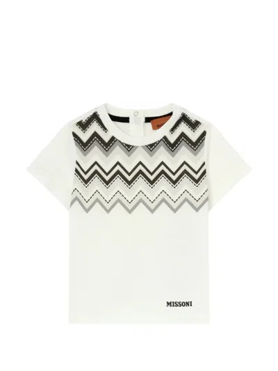 Missoni Babies' Zig-zag Print T-shirt In White
