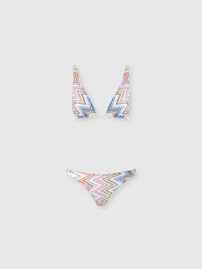 Missoni Zig Zag Printed Fabric Bikini With Elongated Top In Multi
