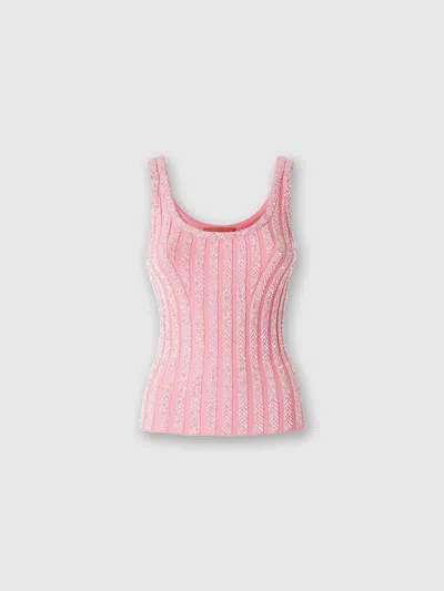 Missoni Zig Zag Ribbed Tank Top With Sequins In Multicoloured