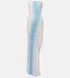 Missoni Zig Zag Semi-sheer Strapless Maxi Dress In Blue