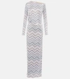 Missoni Sparkly Sequin Long Sleeve Chevron Knit Gown In Multicoloured