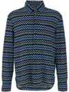 Missoni Zick-zack-hemd Aus Baumwolle Mit Brusttasche In Blue