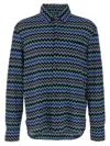 Missoni Zick-zack-hemd Aus Baumwolle Mit Brusttasche In Blue